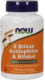 NOW FOODS Probiotika Acidophilus & Bifidus 8 Milliarden Kapseln vegetarisch 120 Stück – Bild 1 von 1