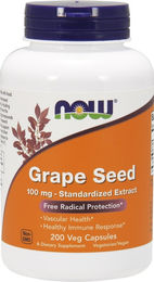 NOW Foods Traubenkern-Extrakt 100 mg 200 Kapseln pflanzlicher Ursprung – Bild 1 von 2