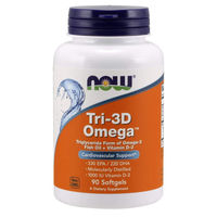 Produktbild von Now Foods Tri-3D Omega Kapseln glutenfrei für Erwachsene 90 Stück
