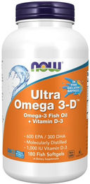 Now Foods Ultra Omega 3-D Omega-3 Fischöl mit Vitamin D3 Kapseln 180 Stück – Bild 1 von 2