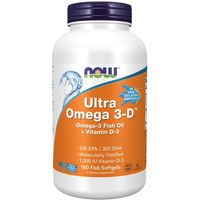 Produktbild von Now Foods Ultra Omega 3-D Omega-3 Fischöl mit Vitamin D3 Kapseln 180 Stück