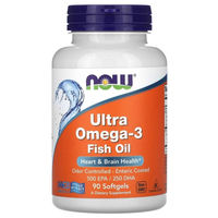 Produktbild von NOW Foods Ultra Omega-3 Fischöl mit 500 mg EPA und 250 mg DHA, 90 Kapseln für Erwachsene