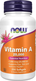 NOW Foods Vitamin A 25000 IE Kapseln für Erwachsene 250 Stück – Bild 1 von 2
