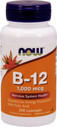 NOW Foods Vitamin B12 und Folsäure Lutschtabletten Vegan 250 Stück – Bild 1 von 2