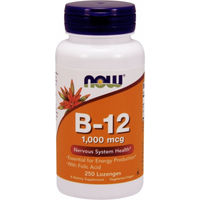 Produktbild von NOW Foods Vitamin B12 und Folsäure Lutschtabletten Vegan 250 Stück