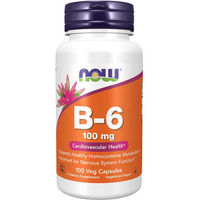 Produktbild von Now Foods Vitamin B6 Pyridoxin 100 mg Vegan Kapseln 100 Stück