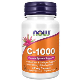 NOW Foods Vitamin C 1000 mg Ascorbinsäure vegan 30 Kapseln – Bild 1 von 3