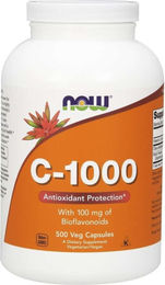 NOW Foods Vitamin C-1000 mit 100 mg Bioflavonoiden und Ascorbinsäure, 500 Kapseln für Sportler – Bild 1 von 3