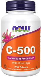 NOW FOODS Vitamin C mit Ascorbinsäure und Hagebutte 500 mg vegetarische Tabletten – Bild 1 von 1