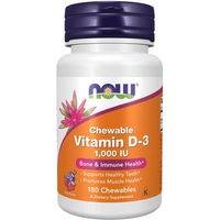 Produktbild von Now Foods Vitamin D3 1000 IE Lutschtabletten 180 Stück