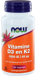 NOW Foods Vitamin D3 1000 IE und Vitamin K2 Kapseln vegetarisch – Bild 1 von 1