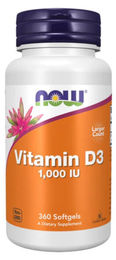 NOW Foods Vitamin D3 Cholecalciferol 1000 IE 25 µg Kapseln 360 Stück – Bild 1 von 1