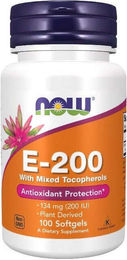 Now Foods Vitamin E-200 mit gemischten Tocopherolen 100 Weichkapseln – Bild 1 von 2