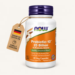 NOW Probiotic-10 mit 25 Milliarden KBE und 10 Stämmen, vegane Kapseln, 30 Stück – Bild 1 von 2