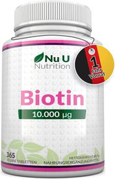 Nu U Nutrition Biotin hochdosiert 10.000 mcg Tabletten vegan 365 Stück – Bild 1 von 2