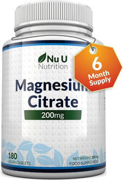 Nu U Nutrition Magnesiumcitrat 200 mg Tabletten 180 Stück vegetarisch glutenfrei laktosefrei – Bild 1 von 4