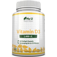 Produktbild von Nu U Nutrition Vitamin D3 1000 I.E. Kapseln ohne Zusatzstoffe 365 Stück