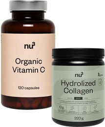 nu3 Bio Kollagenhydrolysat Typ I vom Rind und nu3 Premium Bio Vitamin C Pulver ohne Zusatzstoffe glutenfrei und laktosefrei – Bild 1 von 1