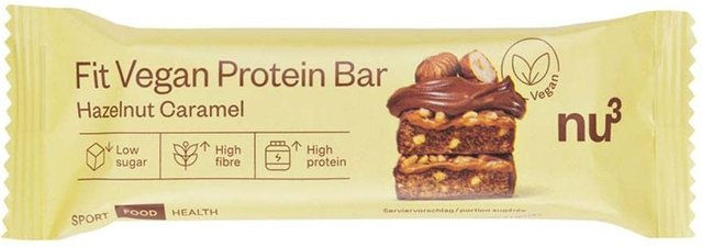 nu3 Fit Vegan Protein Riegel Haselnuss-Karamell glutenfrei ohne Zusatzstoffe – Bild 1 von 1