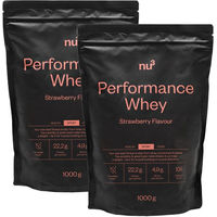 Produktbild von nu3 Performance Whey Erdbeere Pulver zuckerfrei ohne Zusatzstoffe