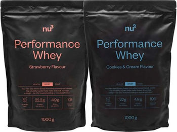 nu3 Performance Whey Proteinpulver Mischung Erdbeere und Cookies & Cream zuckerfrei ohne Zusatzstoffe – Bild 1 von 1