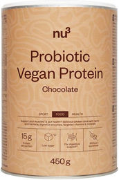 nu3 Probiotic Vegan Protein Mehrkomponenten Protein Pulver Schokolade zuckerfrei 450 g – Bild 1 von 2