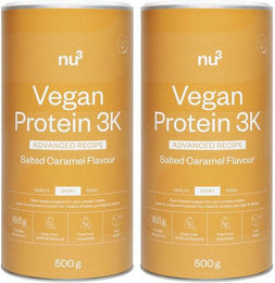 nu3 Vegan Protein 3K Advanced Mehrkomponenten Protein Pulver Salted Caramel 500 g vegan zuckerfrei ohne Zusatzstoffe – Bild 1 von 1