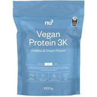 Produktbild von nu3 Vegan Protein 3K Mehrkomponenten Protein Pulver Cookies & Cream zuckerfrei