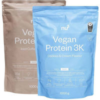 Produktbild von nu3 Vegan Protein 3K Mehrkomponenten Protein Pulver Set Iced Coffee und Cookies & Cream vegan