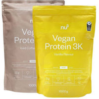 Produktbild von nu3 Vegan Protein 3K Shake Iced Coffee und Vanille Mehrkomponenten Protein Pulver vegan ohne Zusatzstoffe