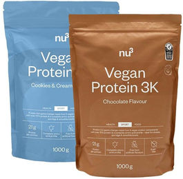 nu3 Vegan Protein Mehrkomponenten Probierpaket Schoko und Cookies & Cream Pulver zuckerfrei und laktosefrei – Bild 1 von 1