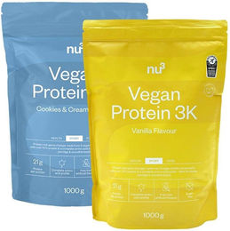 nu3 Vegan Protein Mehrkomponenten Pulver Probierpaket Cookies & Cream und Vanille vegan laktosefrei zuckerfrei – Bild 1 von 1