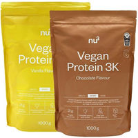 Produktbild von nu3 Vegan Protein Probierpaket Mehrkomponenten Pulver Schoko und Vanille zuckerfrei und laktosefrei