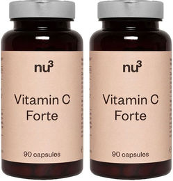 nu3 Vitamin C Forte Ascorbinsäure 500 mg Kapseln 180 Stück vegan vegetarisch glutenfrei – Bild 1 von 3