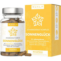 Produktbild von Nuala Naturals SONNENGLÜCK Johanniskraut Komplex mit Zitronenmelisse und Passionsblume Kapseln