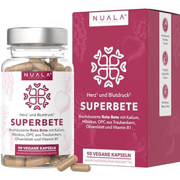 Nuala Naturals SUPERBETE Rote Bete Kapseln mit Hibiskus, OPC und Olivenblatt, 90 vegane Kapseln – Bild 1 von 4