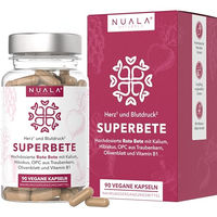Produktbild von Nuala Naturals SUPERBETE Rote Bete Kapseln mit Hibiskus, OPC und Olivenblatt, 90 vegane Kapseln