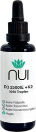 NUI Vitamin D3 & K2 Tropfen 2500 IE vegan mit Flechtenextrakt 30 ml – Bild 1 von 2