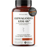 Produktbild von Nullure Bio Ashwagandha KSM-66 Extrakt Kapseln Vegan Laktosefrei Glutenfrei 120 Stück