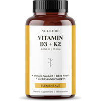 Produktbild von Nullure Vitamin D3 + K2 MK7 Kapseln 120 Stück laktosefrei und glutenfrei ohne Zusatzstoffe