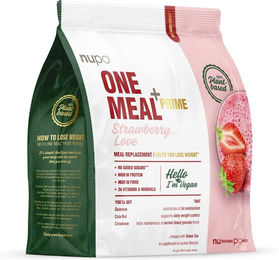 Nupo One Meal +Prime Vegan Strawberry Love Erdbeere Pulver zuckerfrei – Bild 1 von 2