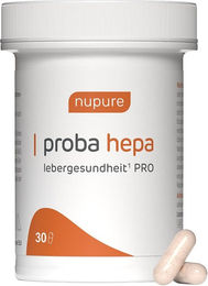 Nupure Proba Hepa Lebergesundheit PRO Nahrungsergänzung mit Cholin, Artischocke, Mariendistel, Igelstachelbart und Lactobacillus paracasei, 30 Kapseln, vegan – Bild 1 von 2