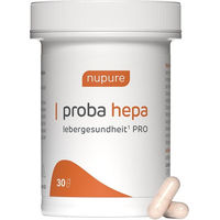 Produktbild von Nupure Proba Hepa Lebergesundheit PRO Nahrungsergänzung mit Cholin, Artischocke, Mariendistel, Igelstachelbart und Lactobacillus paracasei, 30 Kapseln, vegan