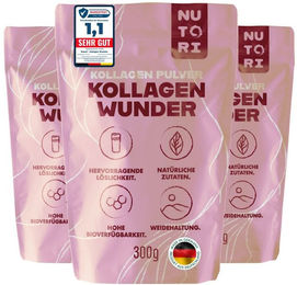 Nutori Kollagen Pulver aus Rind Typ I und Typ III, glutenfrei und laktosefrei, 3er-Pack – Bild 1 von 1