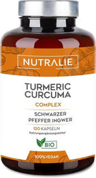 Nutralie Kurkuma Extrakt Bio Kapseln vegan ohne Zusatzstoffe 120 Stück – Bild 1 von 3