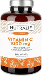 Nutralie Vitamin C 1000 mg Kapseln mit Acerola und Hagebutte vegan 180 Stück – Bild 1 von 3