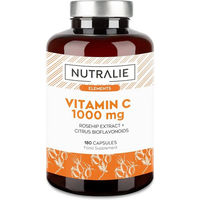 Produktbild von Nutralie Vitamin C 1000 mg Kapseln mit Acerola und Hagebutte vegan 180 Stück