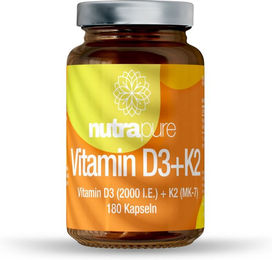 Nutrapure Vitamin D3+K2 Kapseln 2000 IE ohne Zusatzstoffe – Bild 1 von 1