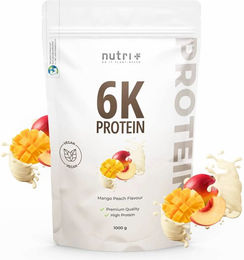 nutri+ 6K Mehrkomponenten Eiweißpulver Vegan Laktosefrei Zuckerfrei Neutral 1kg – Bild 1 von 1