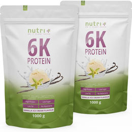 nutri+ 6K Mehrkomponenten Eiweißpulver Vegan Laktosefrei Zuckerfrei Neutral 2kg – Bild 1 von 1